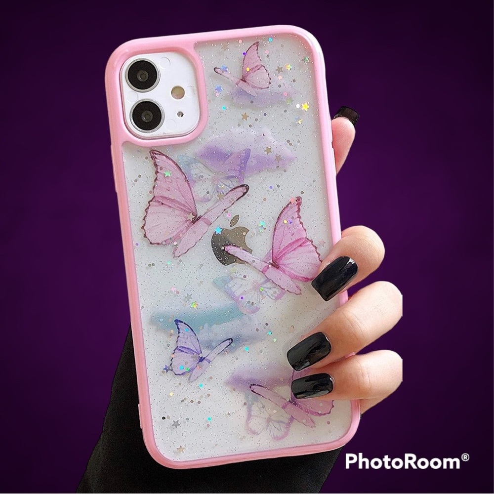DEFBSC iPhone 12 Case, Butterfly Bling Glitter Design